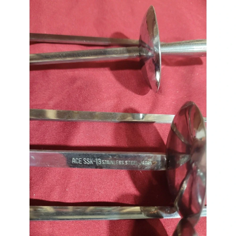 Vintage Japanese Set 8 Sword Kebab Kabob Skewers Wooden Stand Tokyo Japan